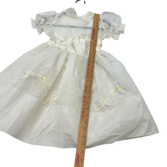 Sheer Vintage Party Dress Puff Sleeve Floral Lace‎ 1950s Girl XS - Picture 6 of 9